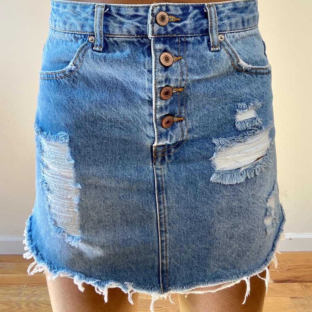 Forever 21 Distressed Denim Skirt